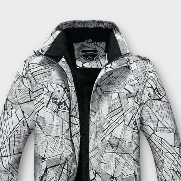 OTU Ski Snowboarding Jacket Mens Large White Black Waterproof Winter Coat READ - Picture 2 of 11